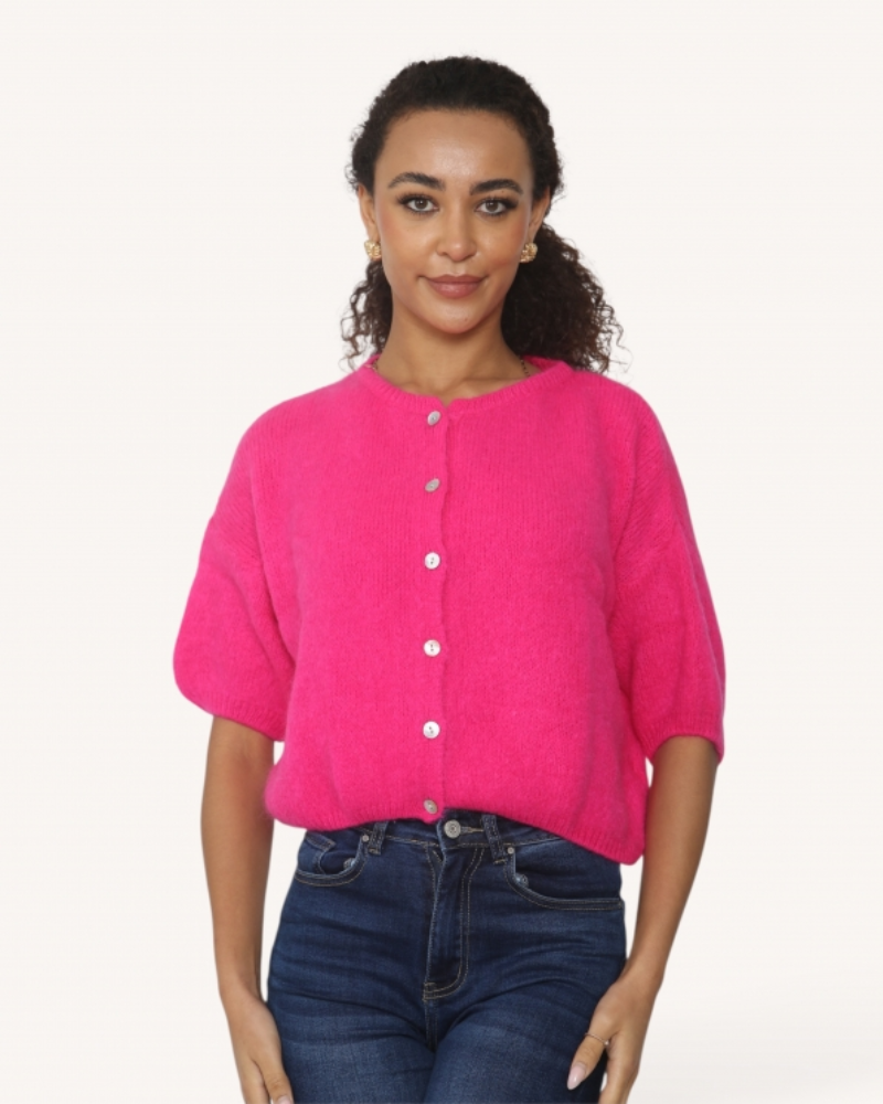 Mohair Cropped Sleeve Cardigan All Colours