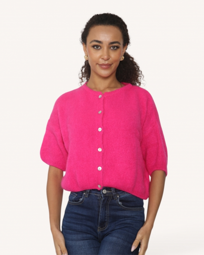 Mohair Cropped Sleeve Cardigan All Colours