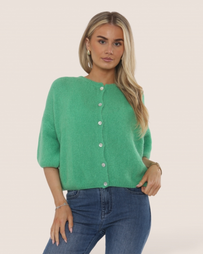 Mohair Cropped Sleeve Cardigan All Colours