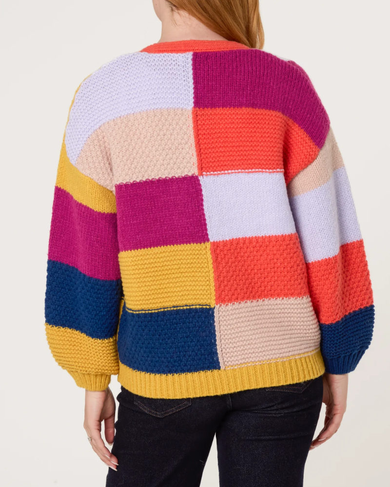 Multicolour Patchwork Knit Cardigan