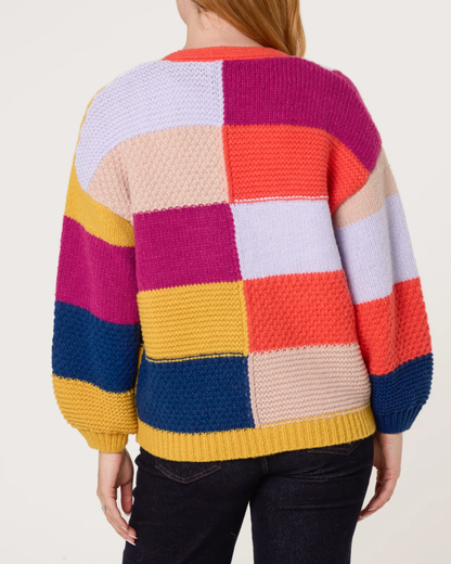 Multicolour Patchwork Knit Cardigan