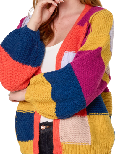 Multicolour Patchwork Knit Cardigan