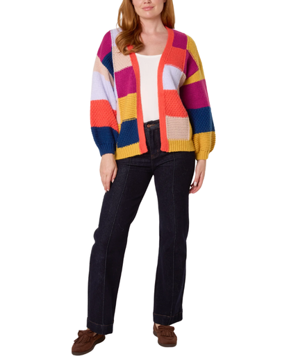 Multicolour Patchwork Knit Cardigan