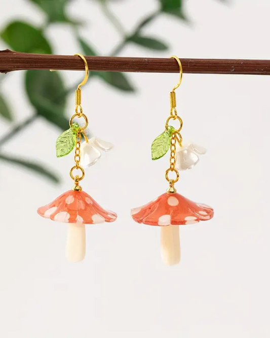 Mushroom Leaf Acrylic Earrings
