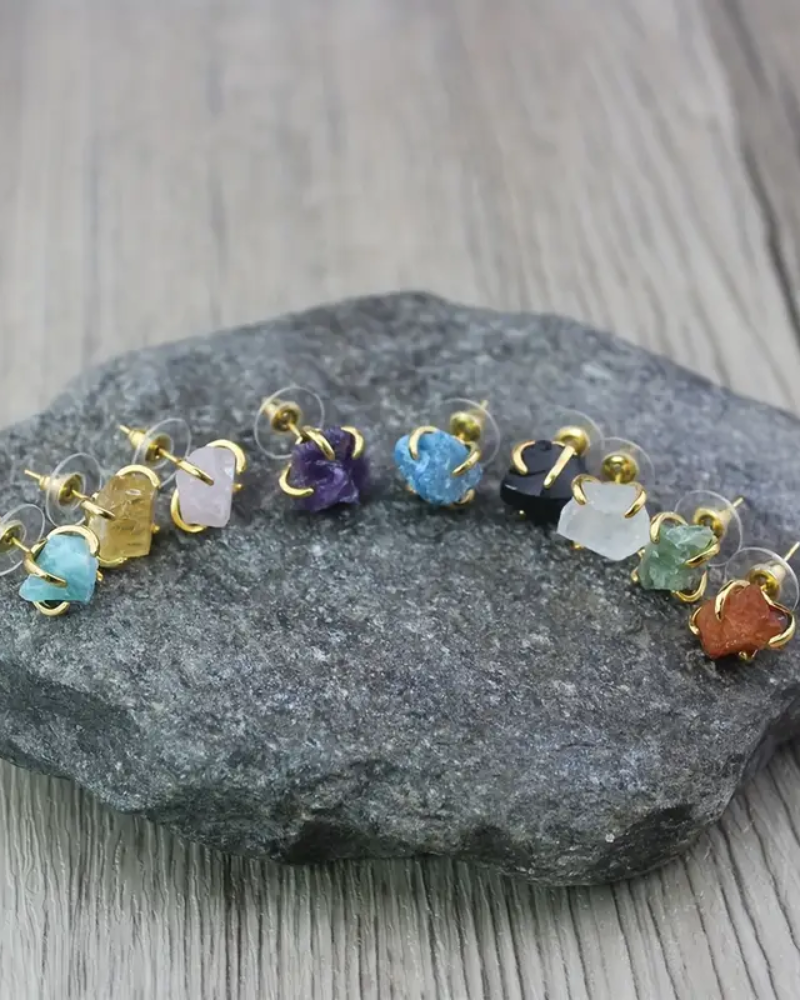 Natural Raw Gemstone Earrings Assorted