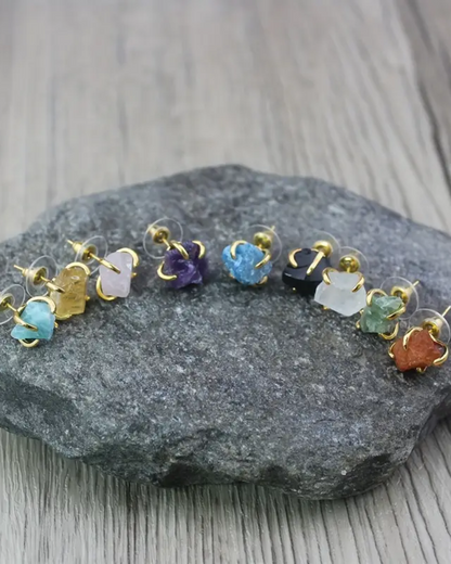 Natural Raw Gemstone Earrings Assorted