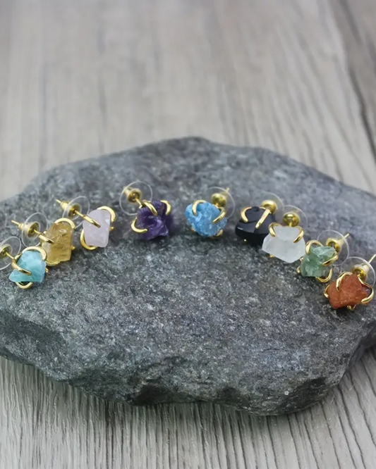 Natural Raw Gemstone Earrings Assorted