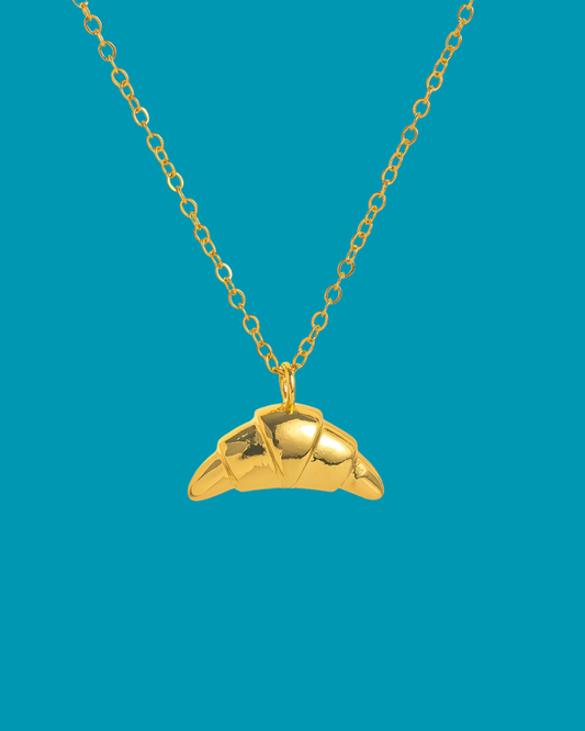 Croissant French Pastry Necklace in Gold