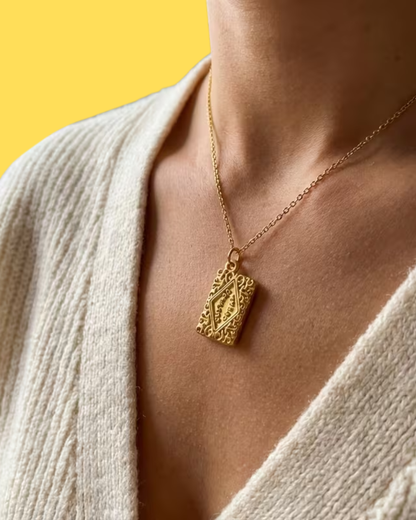 Custard Cream Biscuit Necklace in Gold