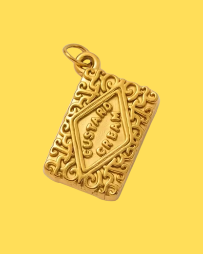 Custard Cream Biscuit Necklace in Gold