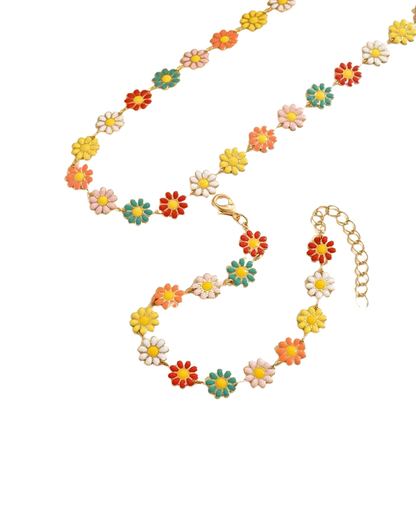 Rainbow Daisy Chain Necklace