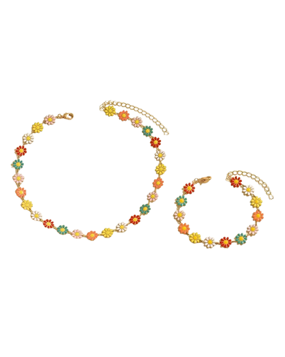 Rainbow Daisy Chain Necklace