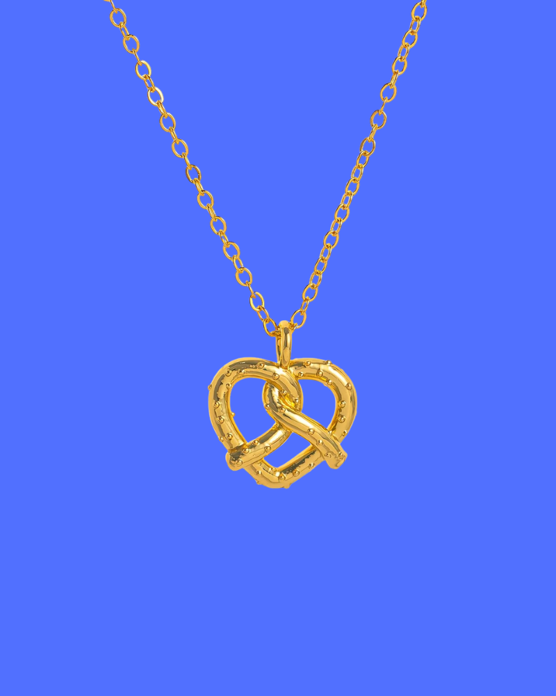 Salted Pretzel Necklace in Gold