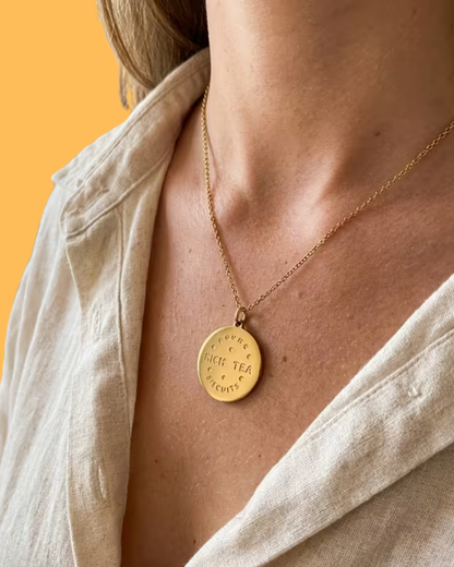 Rich Tea Biscuit Necklace in Gold