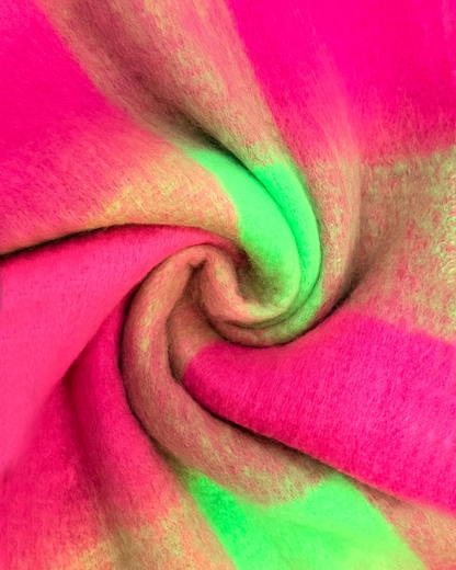 Neon Check Chunky Tassel Blanket Scarf