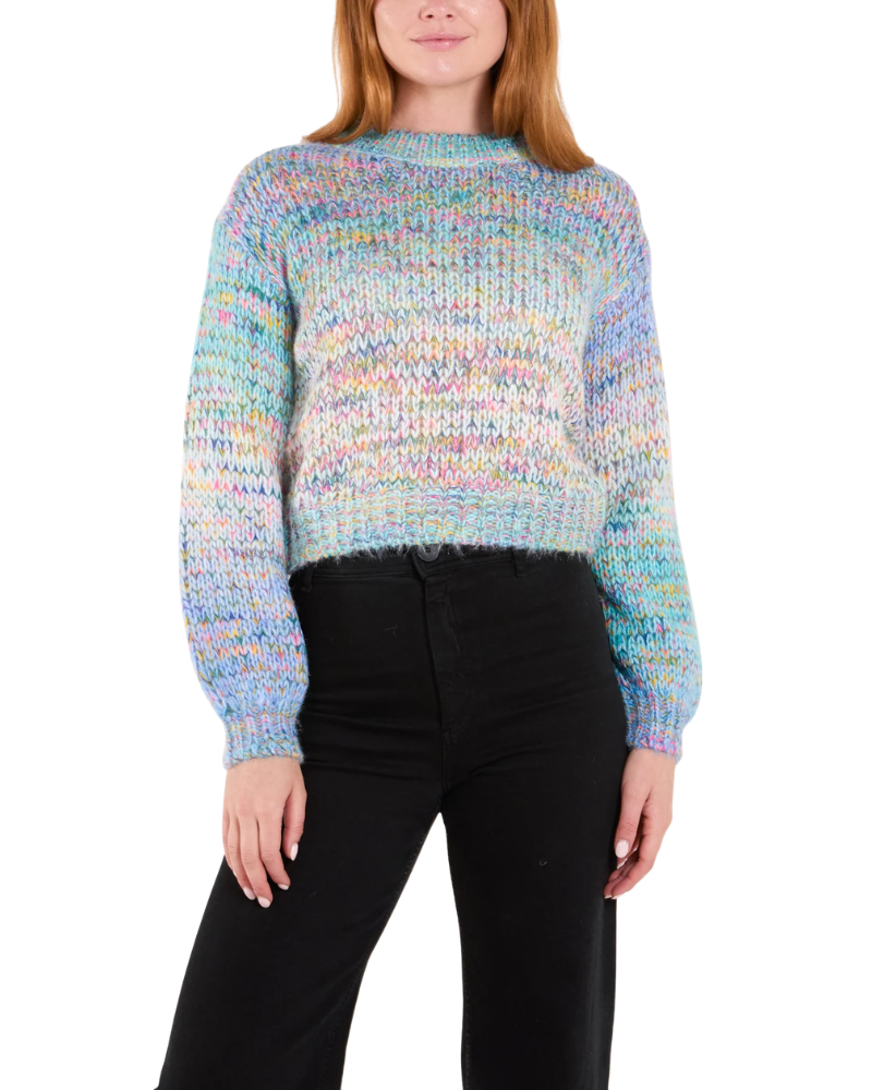 Ombre Soft Knit Cropped Jumper in Blue