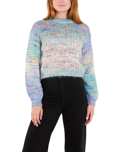 Ombre Soft Knit Cropped Jumper in Blue