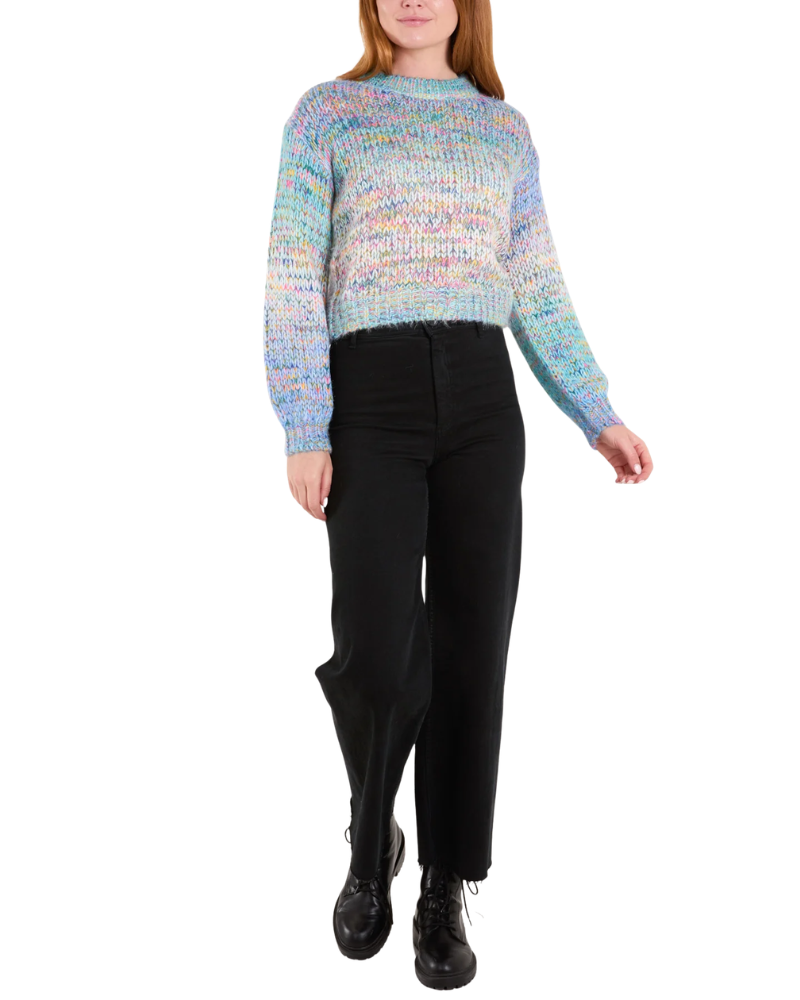 Ombre Soft Knit Cropped Jumper in Blue