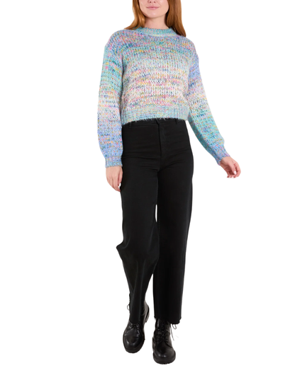 Ombre Soft Knit Cropped Jumper in Blue