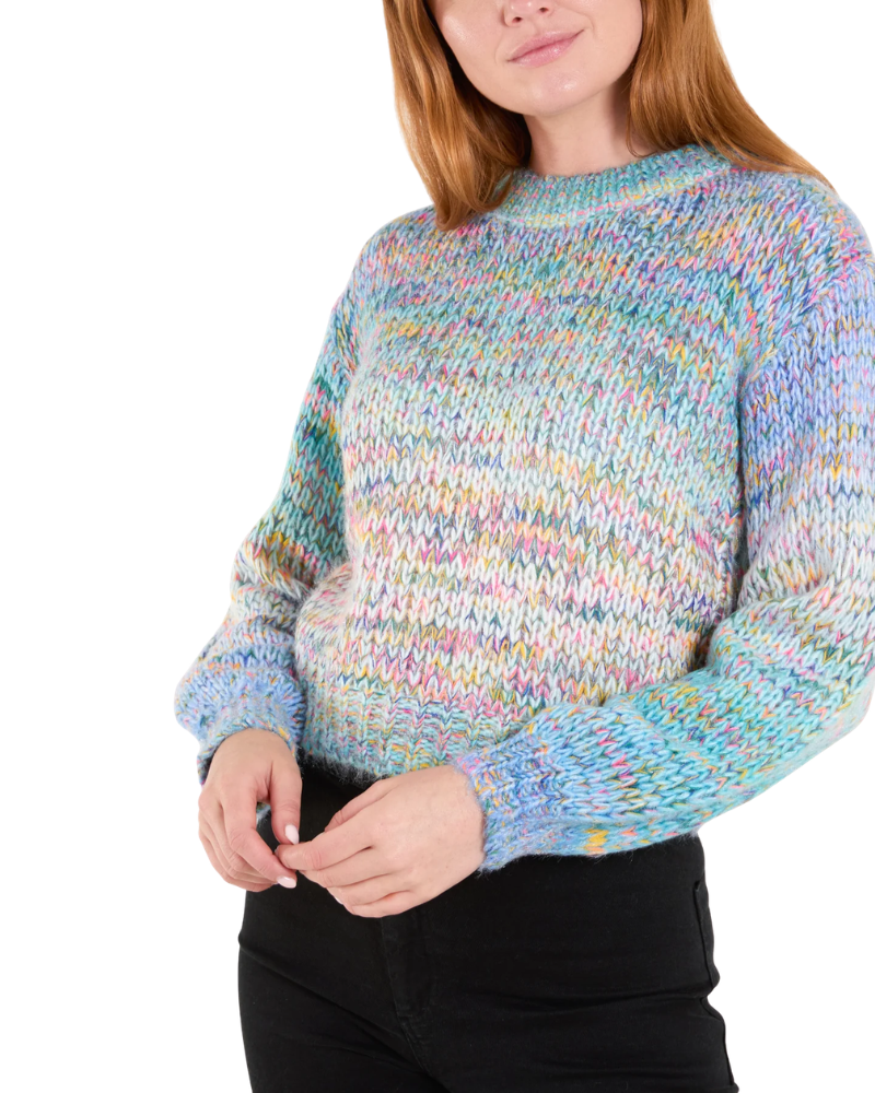 Ombre Soft Knit Cropped Jumper in Blue