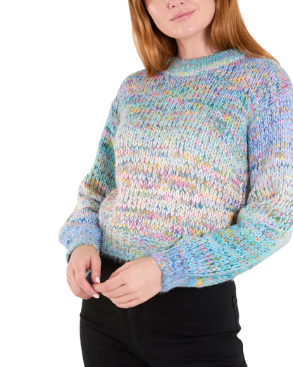 Ombre Soft Knit Cropped Jumper in Blue