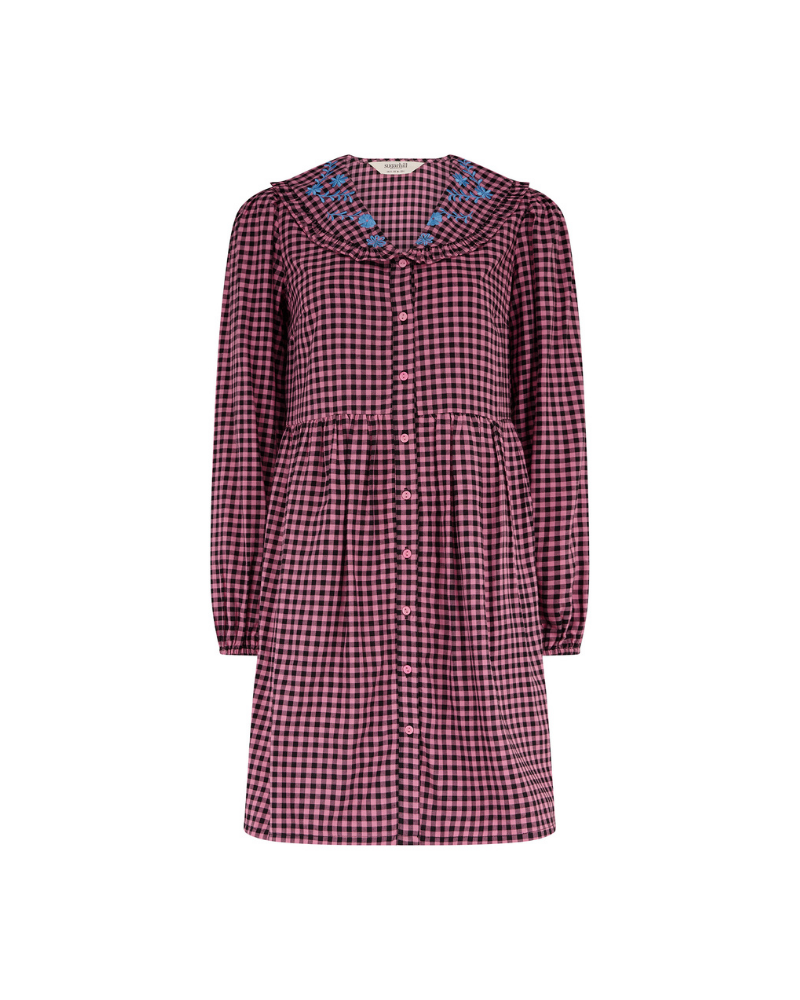 Ondrea Pink Gingham Check Mini Smock Dress