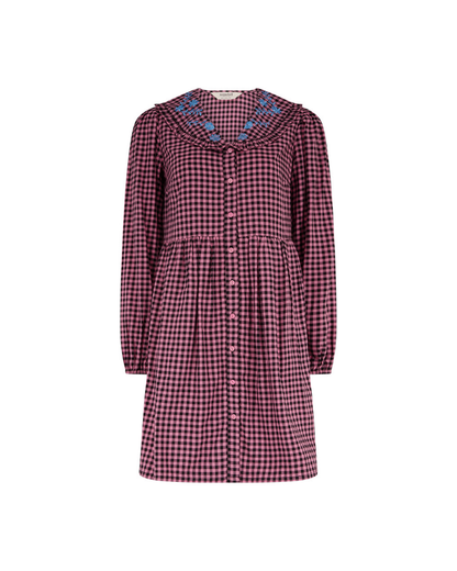 Ondrea Pink Gingham Check Mini Smock Dress
