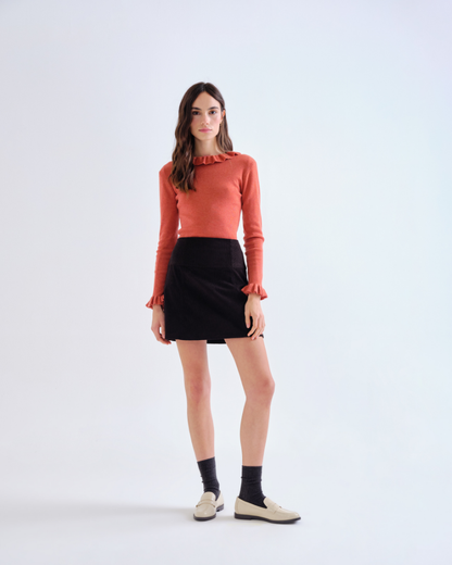 Orange Frill Detail Knitted Jumper