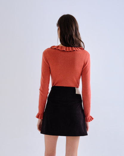 Orange Frill Detail Knitted Jumper
