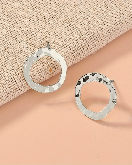Tiny Outline Circles Earrings Gold And Silver