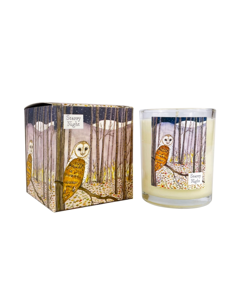 Owl Starry Night Scented Illustrated Candle Wildlife Collection