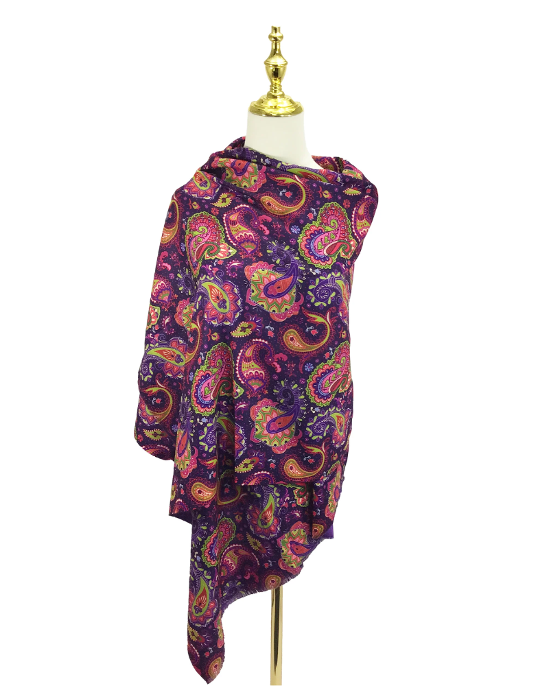 Purple Paisley Print Pashmina