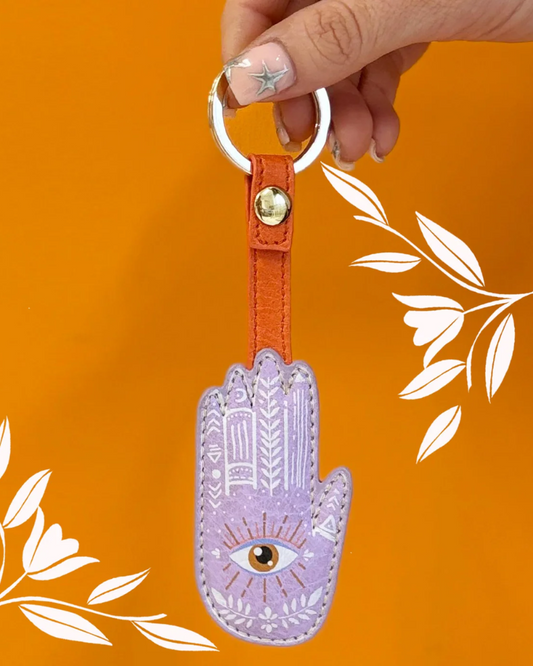 Hand Inked Vegan Leather Keyring