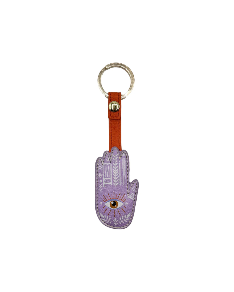 Hand Inked Vegan Leather Keyring