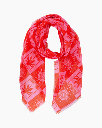 Palm Trees And Sun Print Scarf