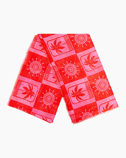 Palm Trees And Sun Print Scarf
