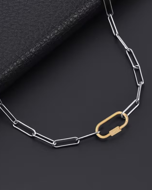 Paper Chain Necklace Silver With Gold