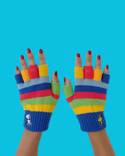 Peanuts Snoopy Rainbow Fingerless Gloves