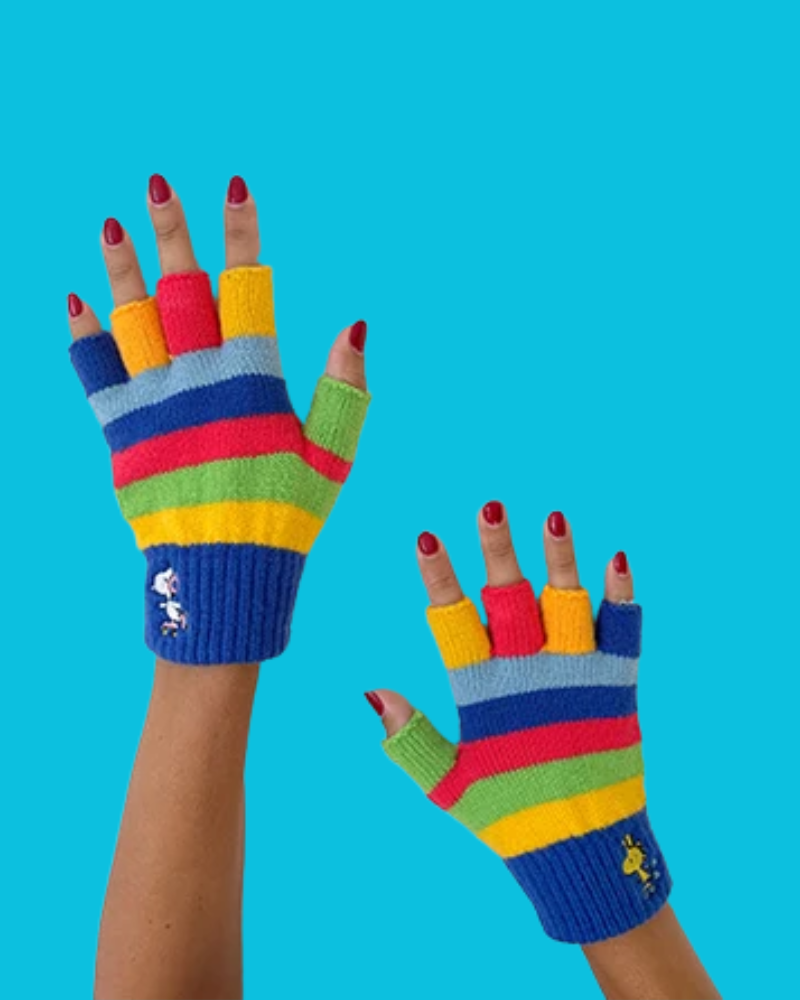 Peanuts Snoopy Rainbow Fingerless Gloves