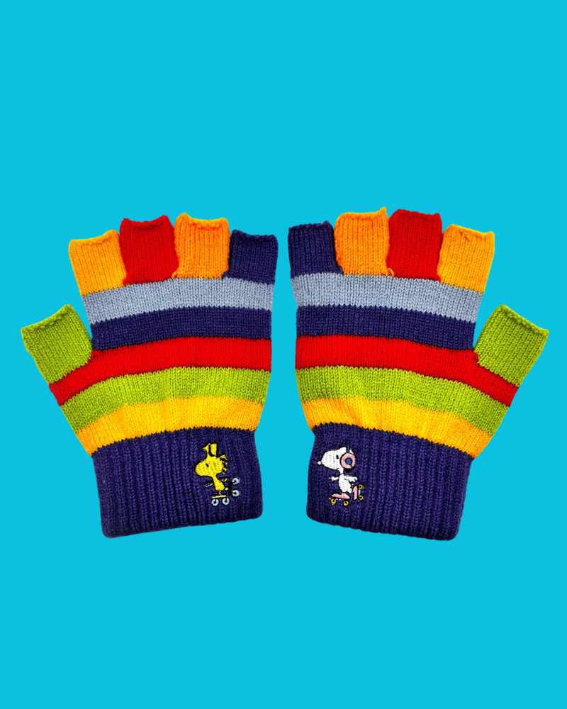 Peanuts Snoopy Rainbow Fingerless Gloves