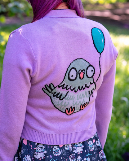 Party Pigeon V- Neck Lilac Cardigan Rebel Romance x Katie Abey