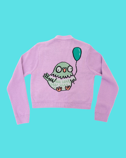 Party Pigeon V- Neck Lilac Cardigan Rebel Romance x Katie Abey