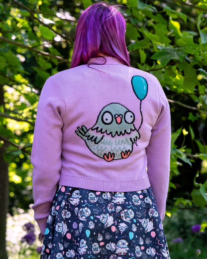 Party Pigeon V- Neck Lilac Cardigan Rebel Romance x Katie Abey