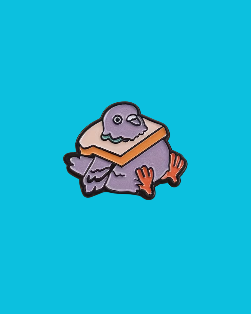 Pigeon Toast Pin Badge
