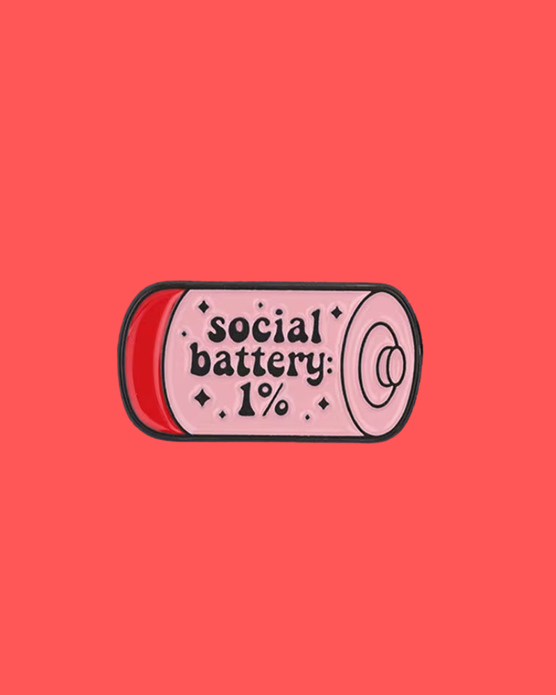 Social Battery Enamel Pin Badge
