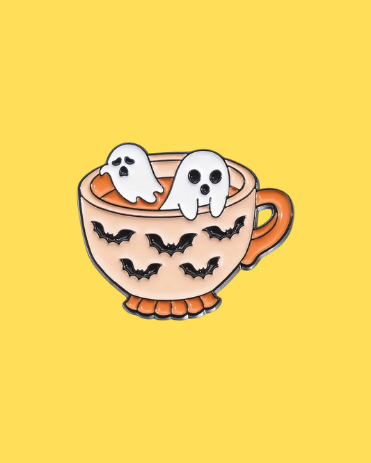 Spooky Cuppa Ghosts Enamel Pin Badge
