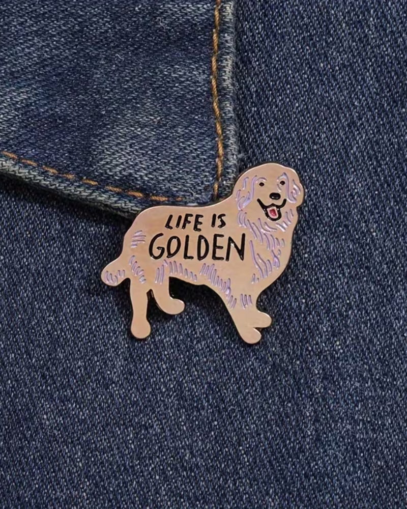 Life Is Golden Retriever Pin Badge