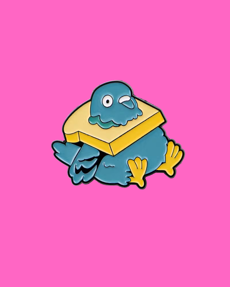 Pigeon Toast Pin Badge