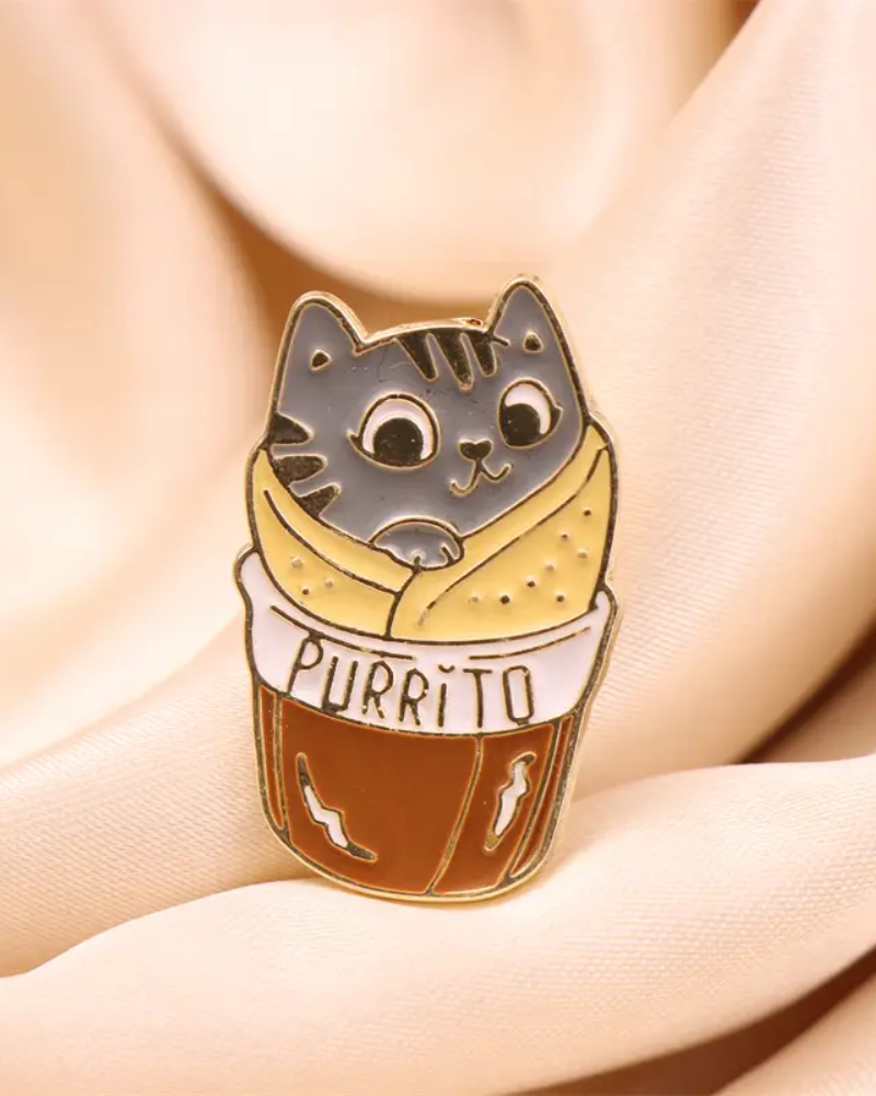 Purrito Cat Burrito Pin Badge