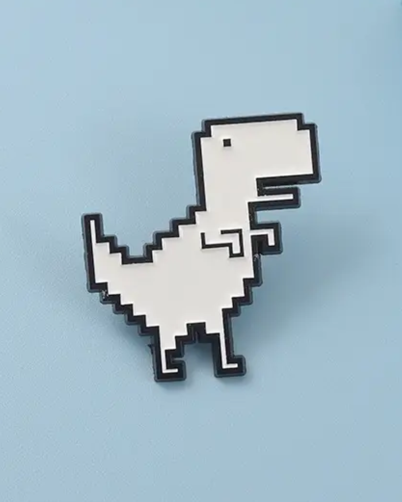 T-Rex Chrome Dinosaur Pin Badge